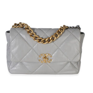 Chanel Grey Quilted Lambskin Large Chanel 19 Flap Bag